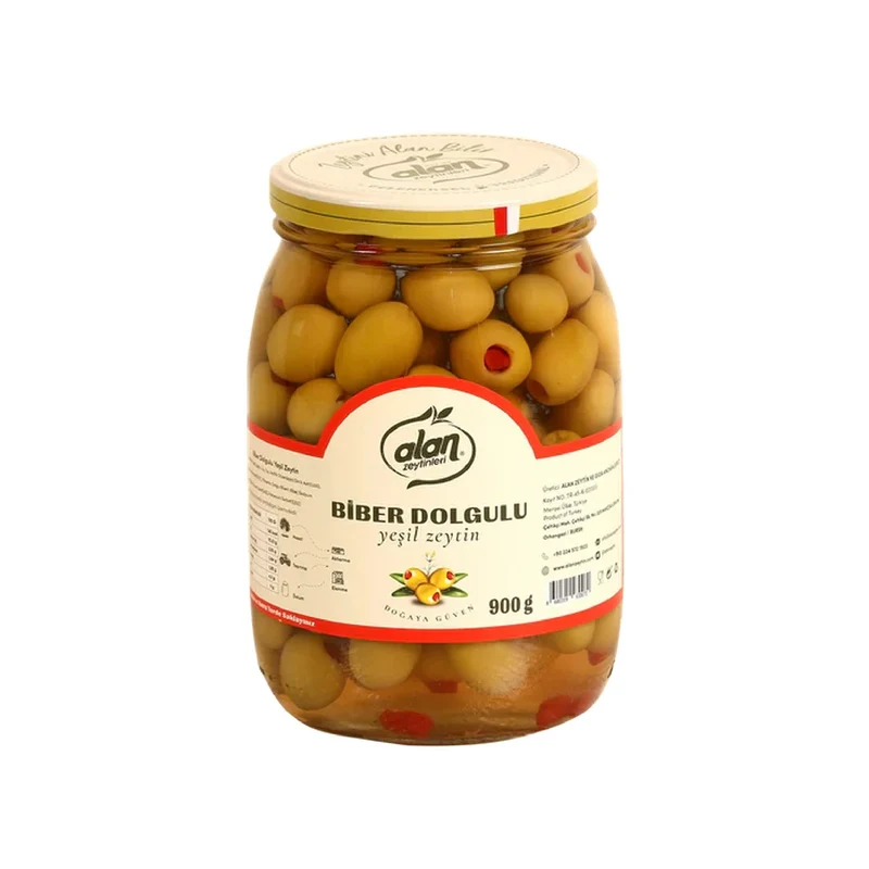 Alan Pepper Stuffed Green Olives (Biber Dolgulu) 900g