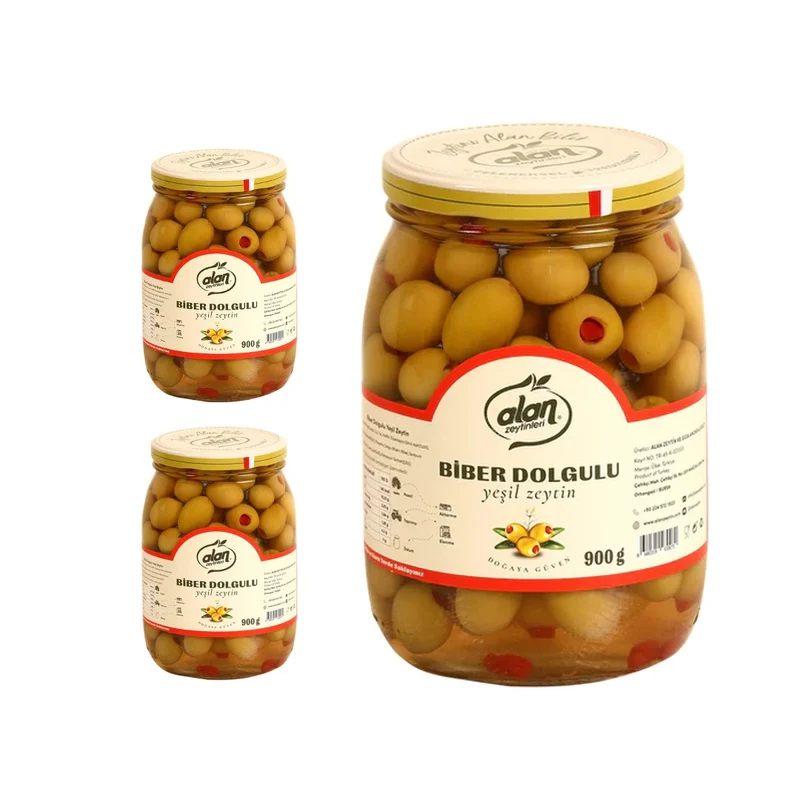 Alan Pepper Stuffed Green Olives (Biber Dolgulu) 900g