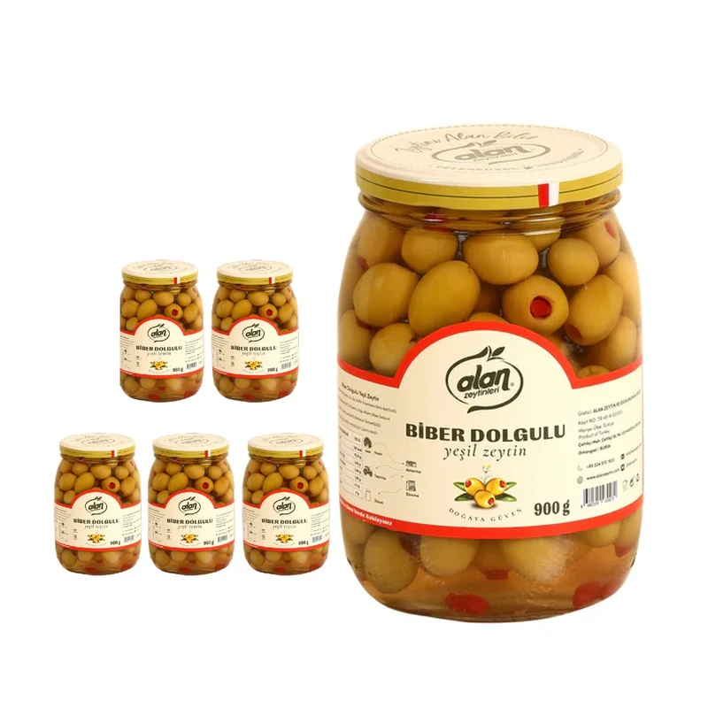 Alan Pepper Stuffed Green Olives (Biber Dolgulu) 900g