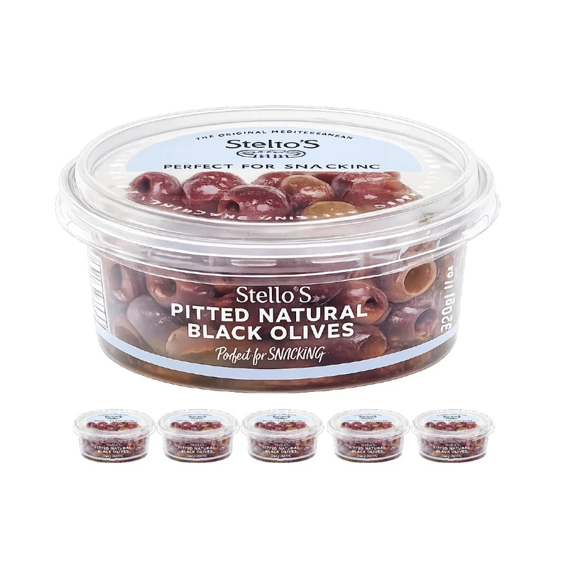 Stellos Pitted Natural Black Olives, 170g