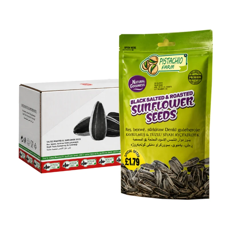 Pistachio Farm Black Salted & Roasted Sunflower Seeds 12 x 250g