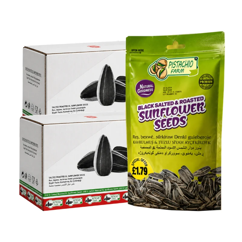 Pistachio Farm Black Salted & Roasted Sunflower Seeds 12 x 250g