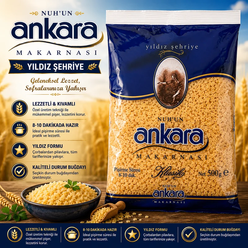 Nuhun Ankara Star Vermicelli Pasta (Yildiz Sehriye ) 500 g