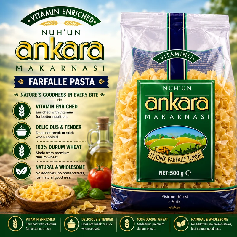 Nuhun Ankara Vitaminli Farfalle Tonde (Fiyonk Makarna ) 500 g