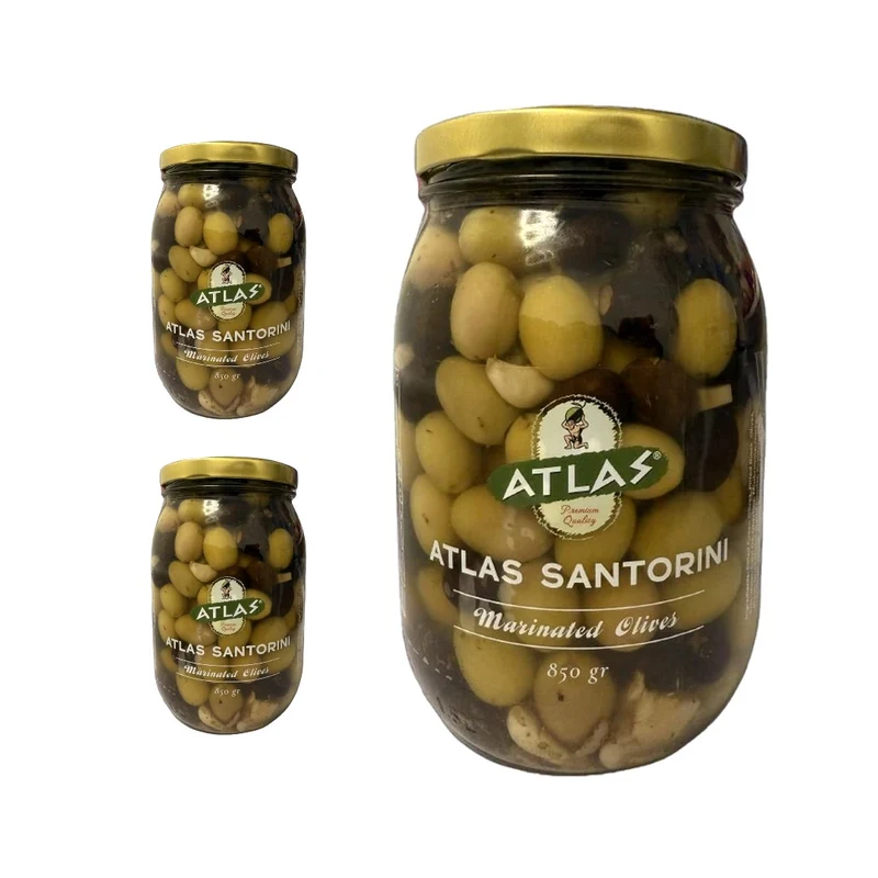 Atlas Santorini Marinated Olives (Santorini Yeşil Zeytin) 850g