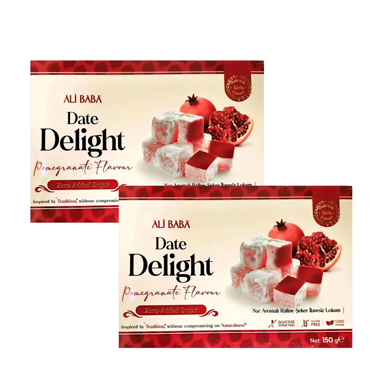 Ali Baba Date Turkish Delight With Pomegranate Flavour - Zero Added Sugar (Nar Aromali Lokum) 150 g
