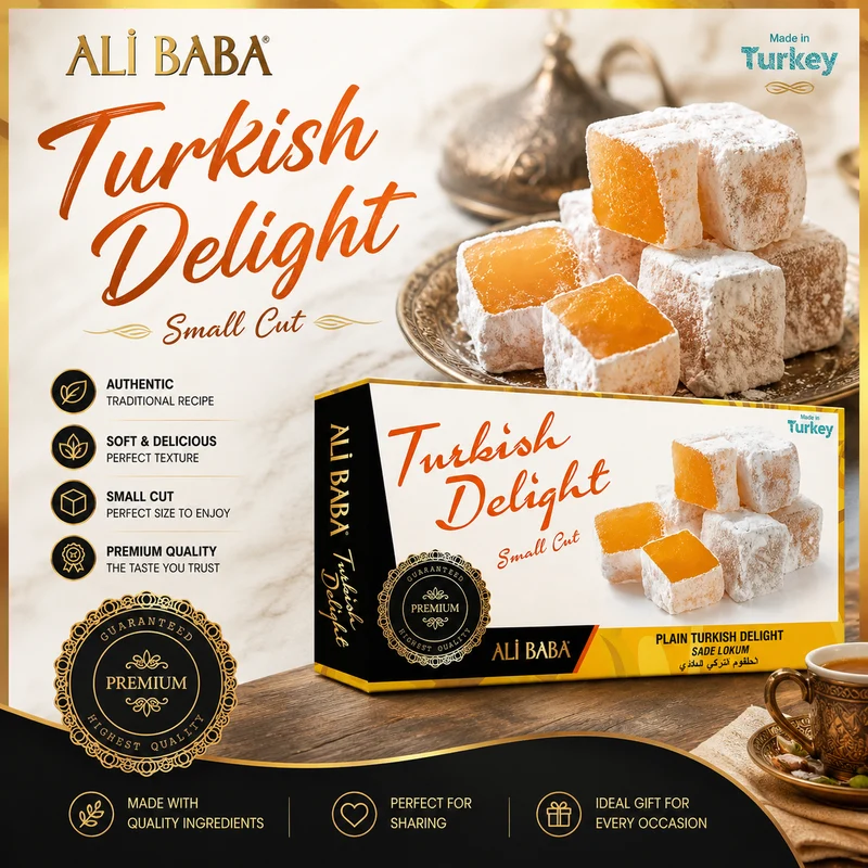 Ali Baba Turkish Delight Plain (Sade Lokum) Zero Added Sugar 150g