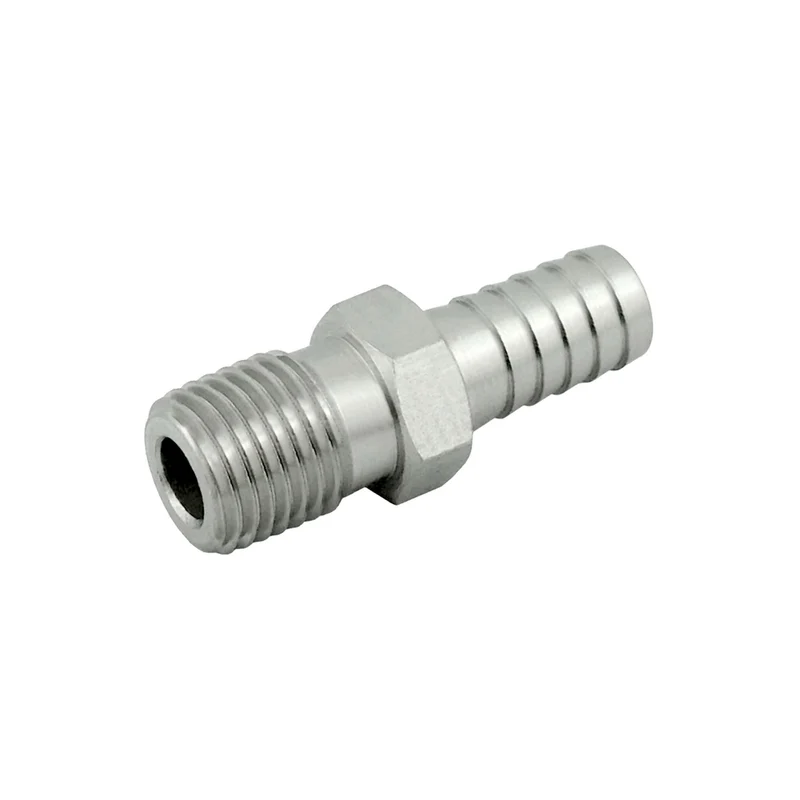 Hose Barb Adapter, 3/8" Barb x 1/4" Male Pipe Thread (MPT) (304 S/S)