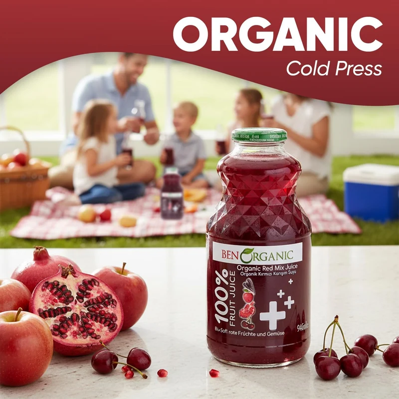 BenOrganic - 100% Natural Organic Red Mix Juice 946ml - Glass Bottle