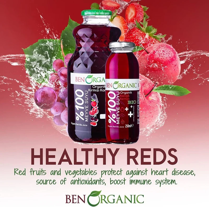 BenOrganic - 100% Natural Organic Red Mix Juice 946ml - Glass Bottle