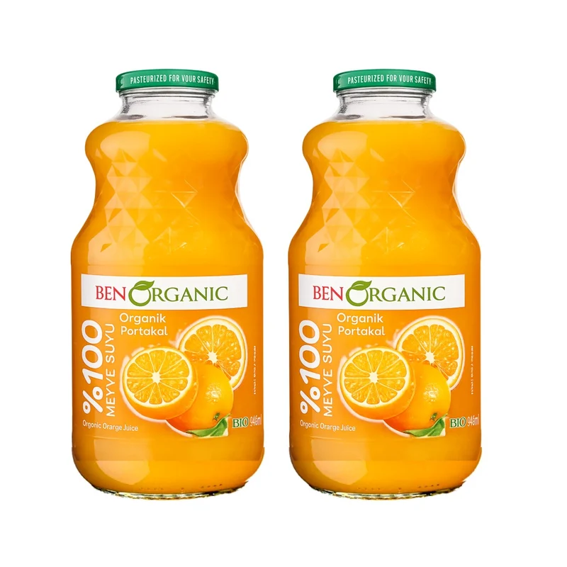 BenOrganic - 100% Natural Organic Orange Juice 946ml - Glass Bottle