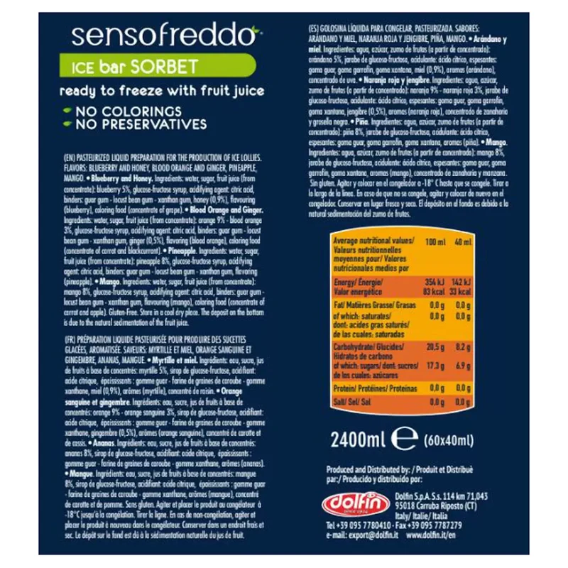 Sensofreddo Ready to Freeze Fruit Ice Lollies, 60x40ml