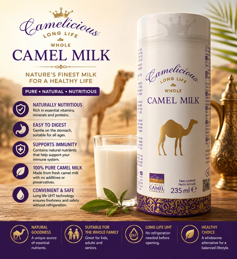 Camelicious Long Life Camel Milk Whole, 235 ml