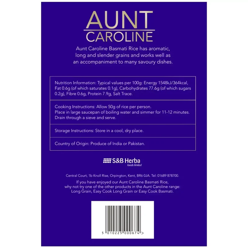 Aunt Caroline Gluten Free Basmati Rice, 5kg
