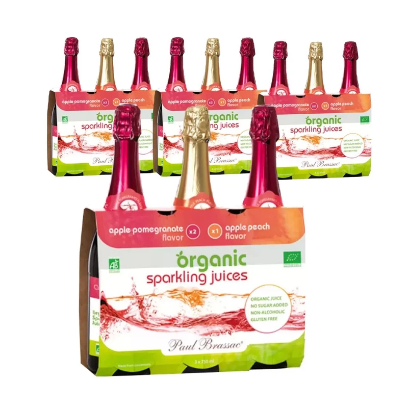 Paul Brassac Organic Sparkling Fruit Juice, 3x750ml