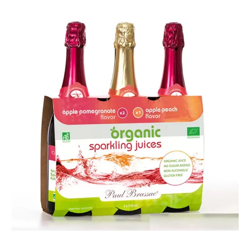 Paul Brassac Organic Sparkling Fruit Juice, 3x750ml