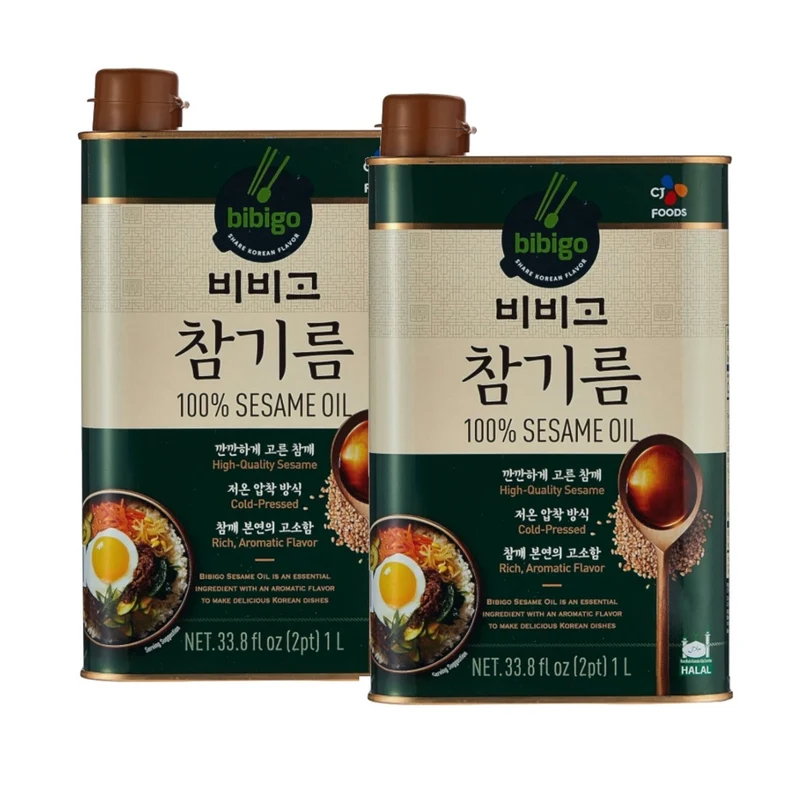 Bibigo Korean 100% Pure Sesame Oil Cold-pressed, 1000 ml