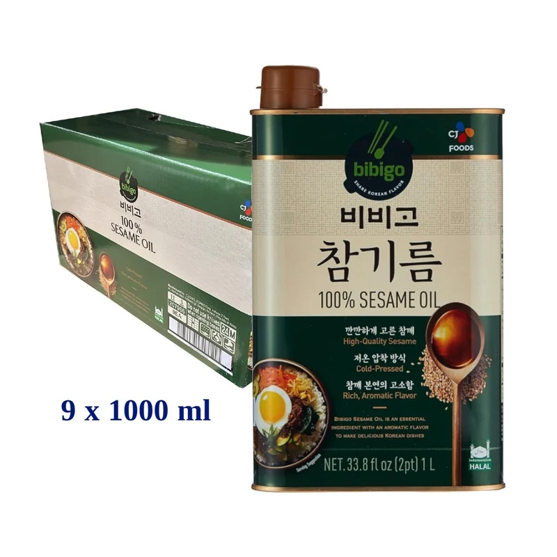 Bibigo Korean 100% Pure Sesame Oil Cold-pressed, 1000 ml
