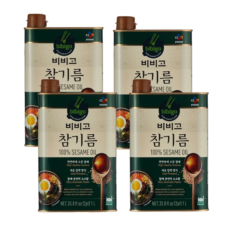 Bibigo Korean 100% Pure Sesame Oil Cold-pressed, 1000 ml