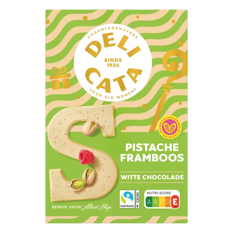 Delicata Chocoladeletter wit pistache framboos