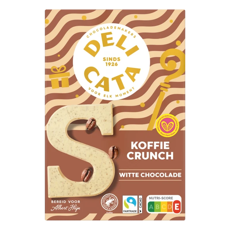 Delicata Chocoladeletter wit koffie crunch