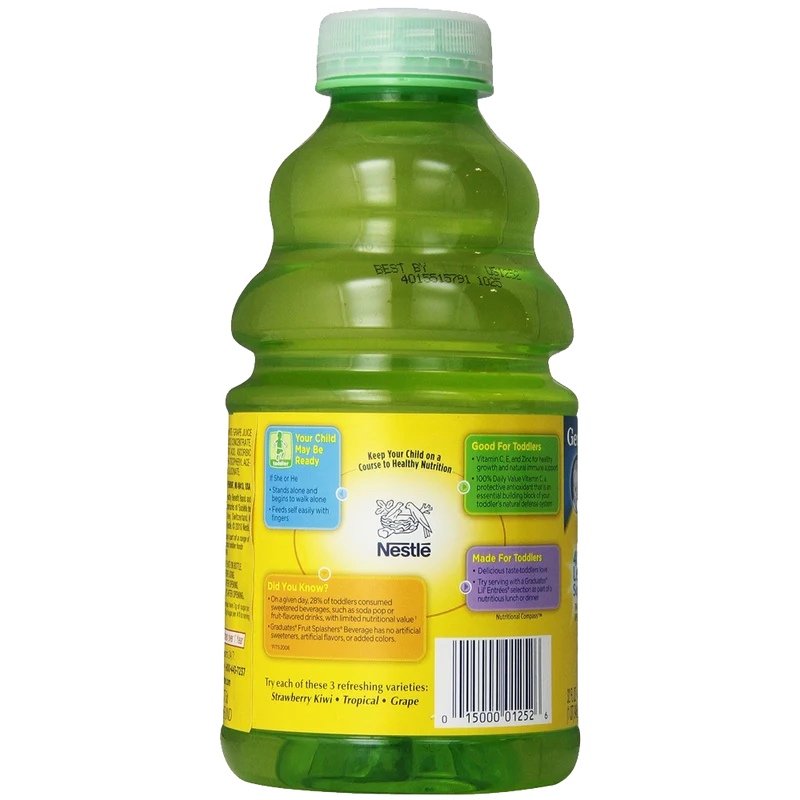 Craft Gerber Graduates Fruit Splashers Juice Strawberry Kiwi 32-Ounce Bottles