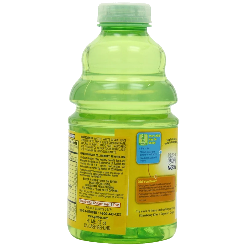 Craft Gerber Graduates Fruit Splashers Juice Strawberry Kiwi 32-Ounce Bottles