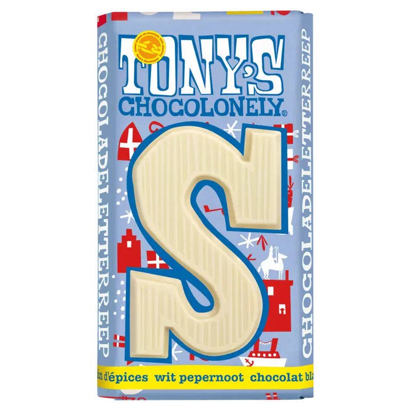 Tony's Chocolonely Witte chocolade letterreep pepernoot S