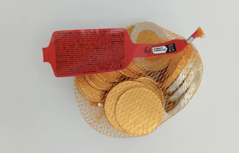 Gouden chocolade munten