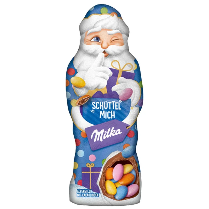 Milka Weihnachtsmann 'Schüttel Mich' mit Kakaolinsen 56g / 1.89oz