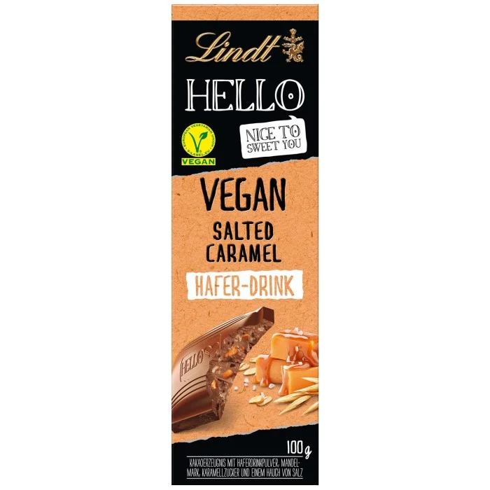 Lindt HELLO Vegan Haferdrink Schokolade Salted Caramel 100g / 3.52 oz
