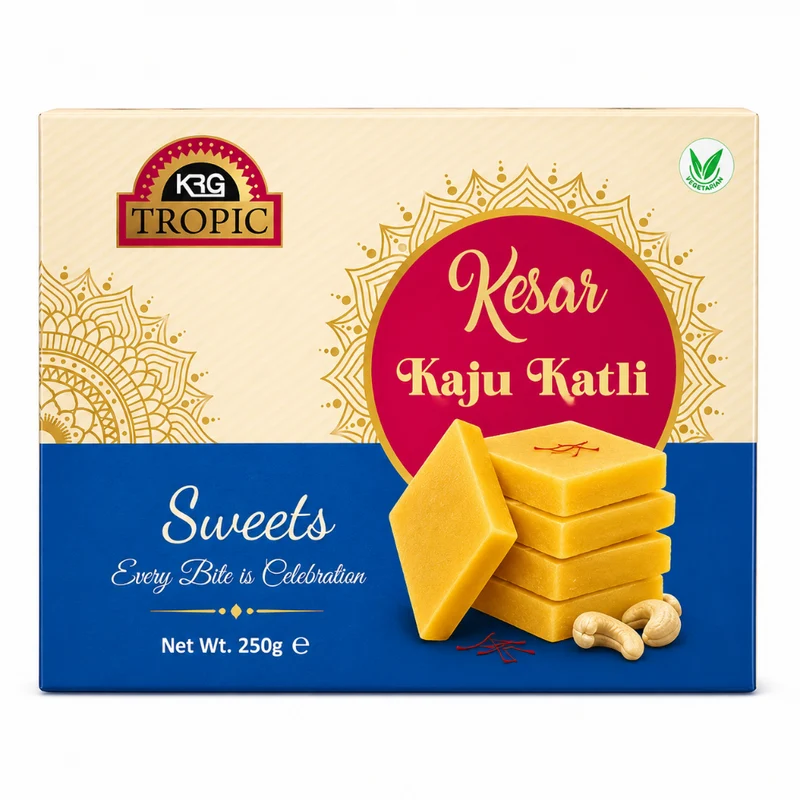 KRG Tropic Sweets - Kesar Kaju Katli 250gm