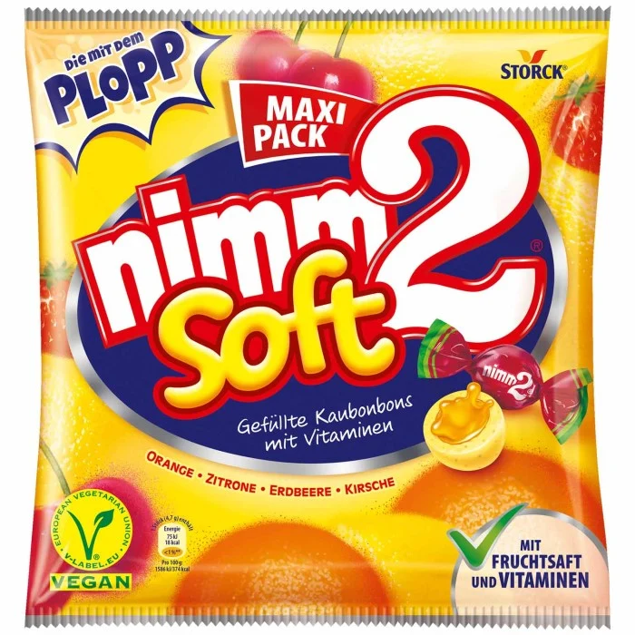 Storck nimm2 Soft Fruchtsaft gefüllte Kaubonbons vegan 345g / 12.16 oz