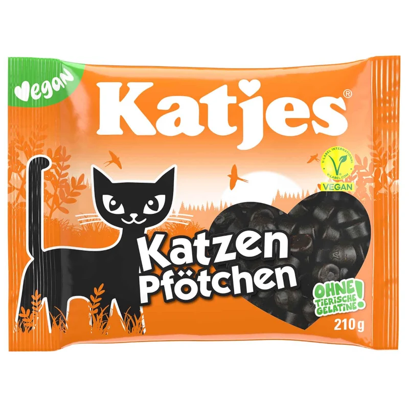 Katjes Katzen Pfötchen aus veganer Weichlakritz 210g