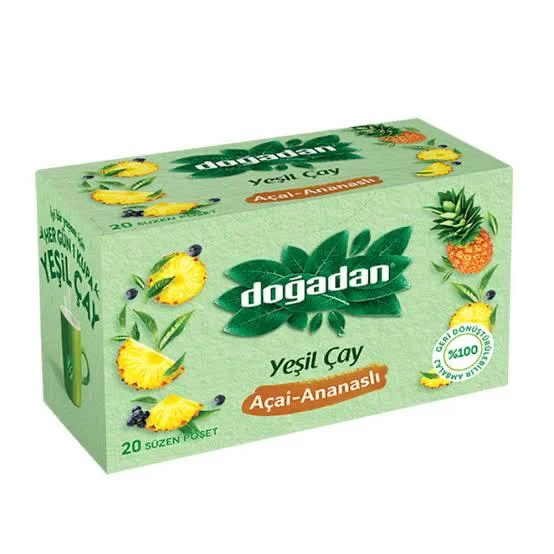 Dogadan Green Tea with a Pineapple Mixture (Ananasli Yesil Cay), 20 Tea Bags