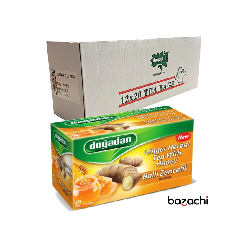 Dogadan Ginger Herbal Tea With Honey (Balli Zencefil Cay), 20 Tea Bags