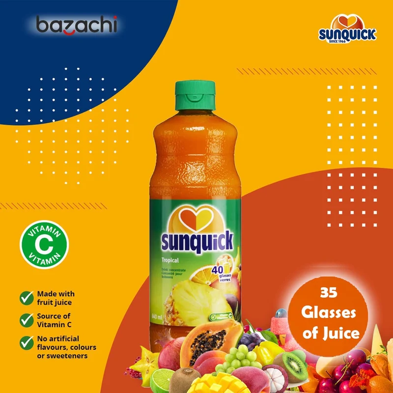 Sunquick Real Tropical Fruit Concentrate Bottle, 700ml