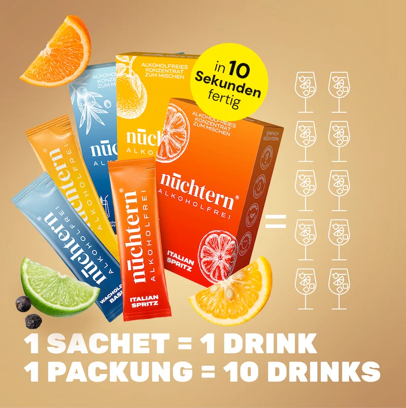 nüchtern Selection Paket Alkoholfrei – 30 Drinks (Wacholder Basis, Italian und Hugo Spritz)