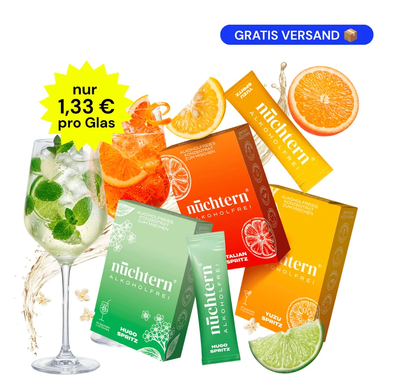 nüchtern Spritz Aperitivo Set Alkoholfrei – 30 Drinks (Hugo + Italian + Yuzu Spritz)