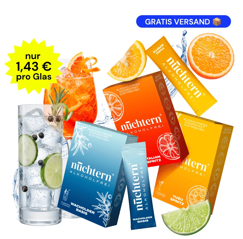 nüchtern Einsteiger Paket Alkoholfrei - 30 Drinks (Wacholder Basis, Italian und Yuzu Spritz)