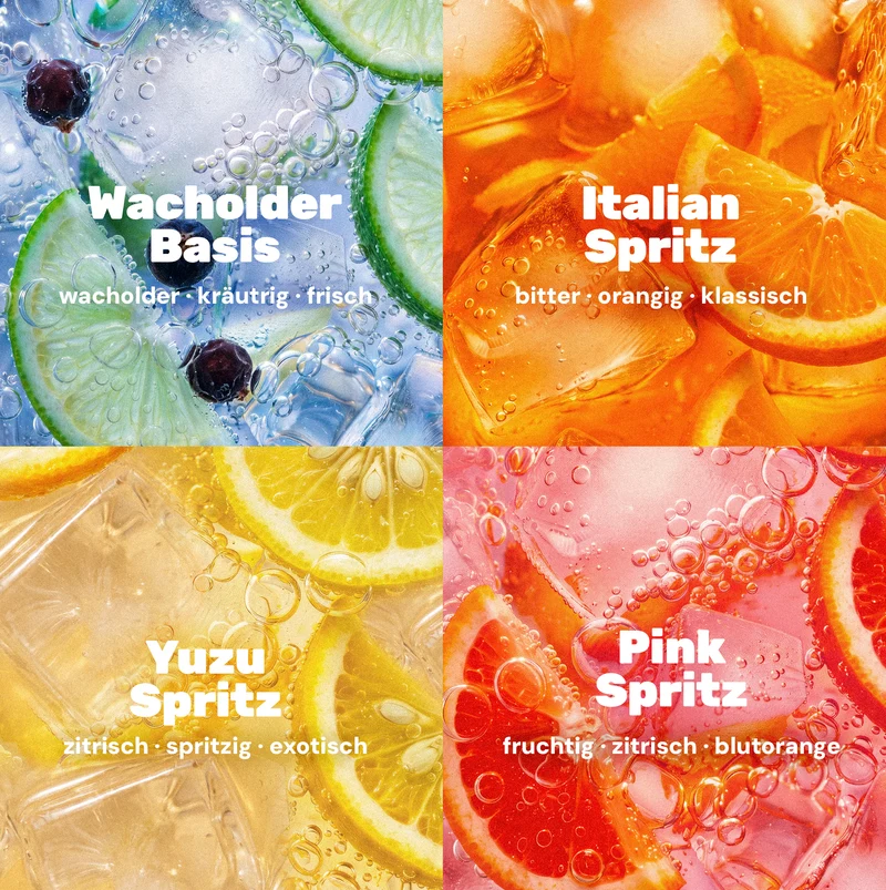 nüchtern Wochenend Paket Alkoholfrei - 40 Drinks (Wacholder Basis, Italian, Yuzu und Pink Spritz)