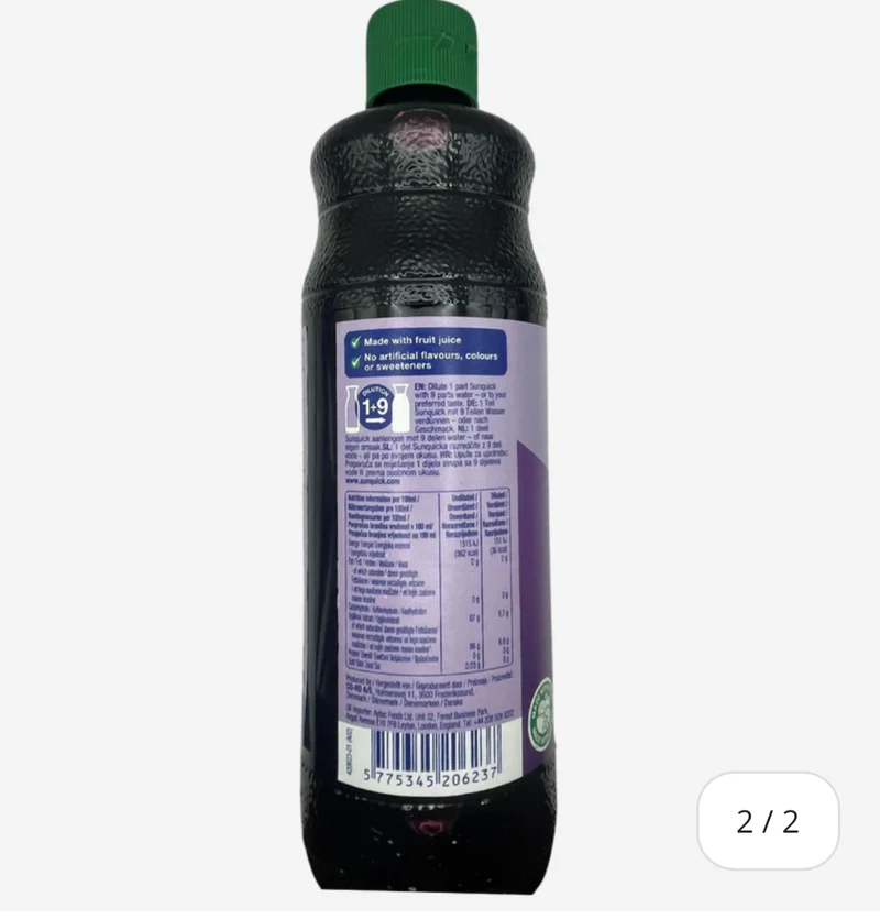 Sunquick Real Blackcurrant Fruit Concentrate Bottle, 700ml