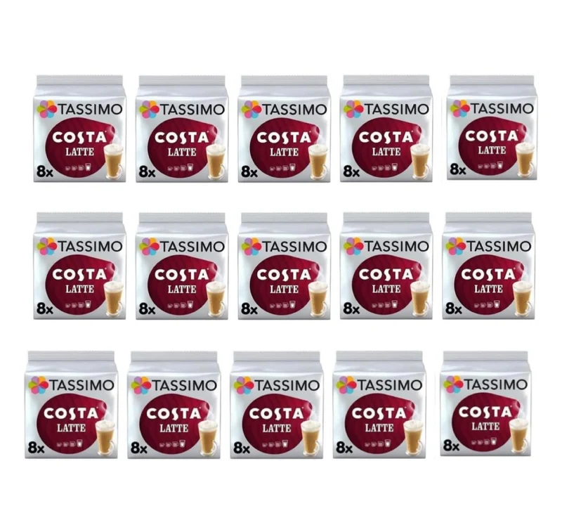 Tassimo Costa Latte Coffee Pods (5 pack), 40 Drinks