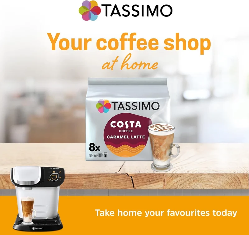 Tassimo Costa Latte Coffee Pods (5 pack), 40 Drinks