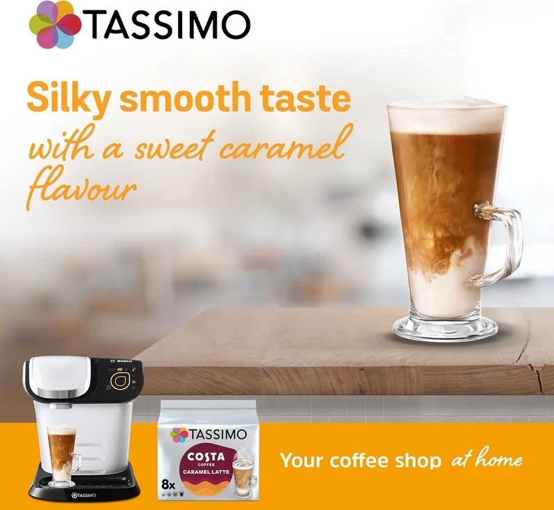 Tassimo Costa Latte Coffee Pods (5 pack), 40 Drinks