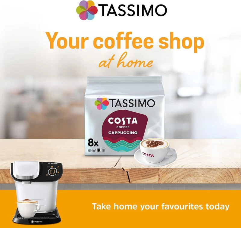 Tassimo Costa Cappuccino Coffee Pods (5 Pack), 40 Servings