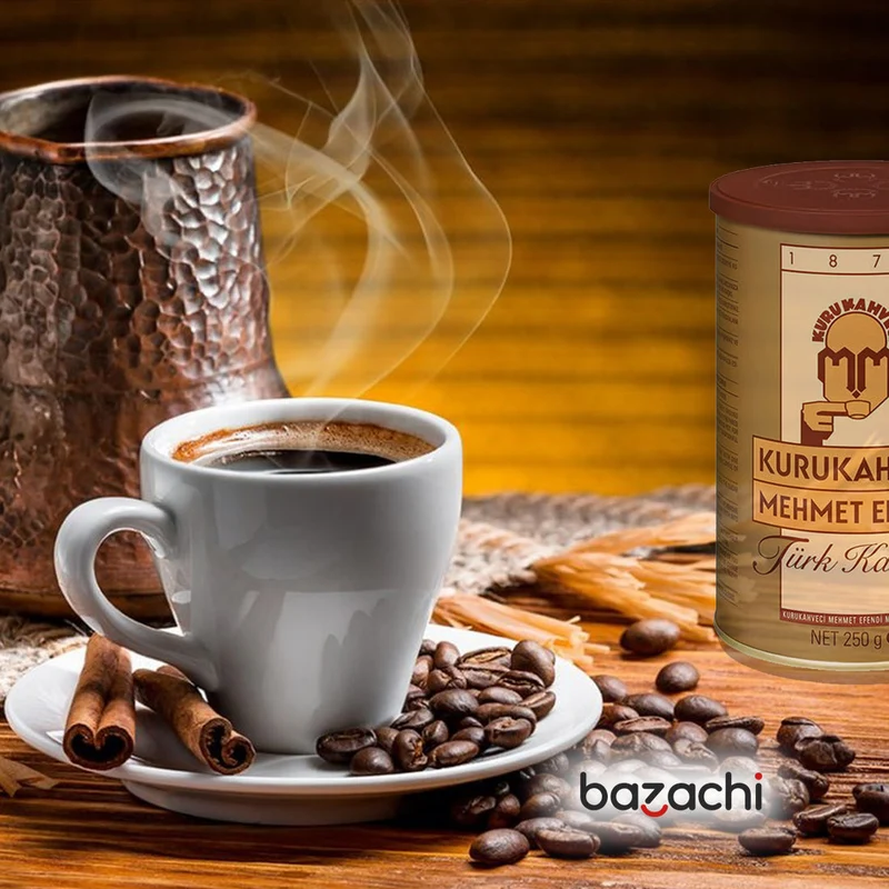 Kuru Kahveci Mehmet Efendi Original Turkish Coffee 3x100gr with Coffee Pot Gift Box