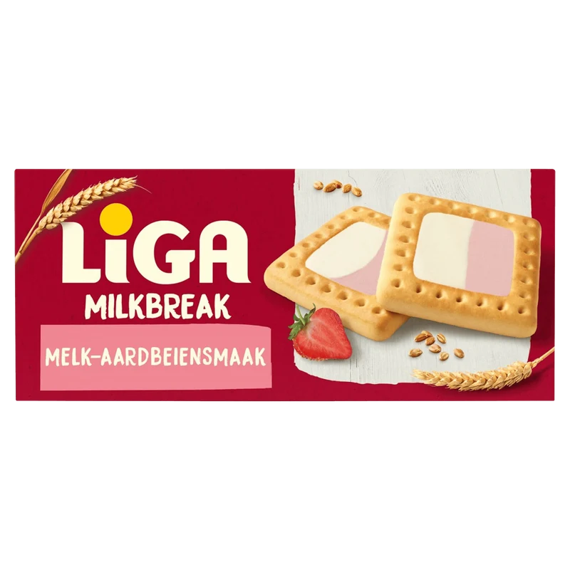 Liga Milkbreak koekjes melk aardbei