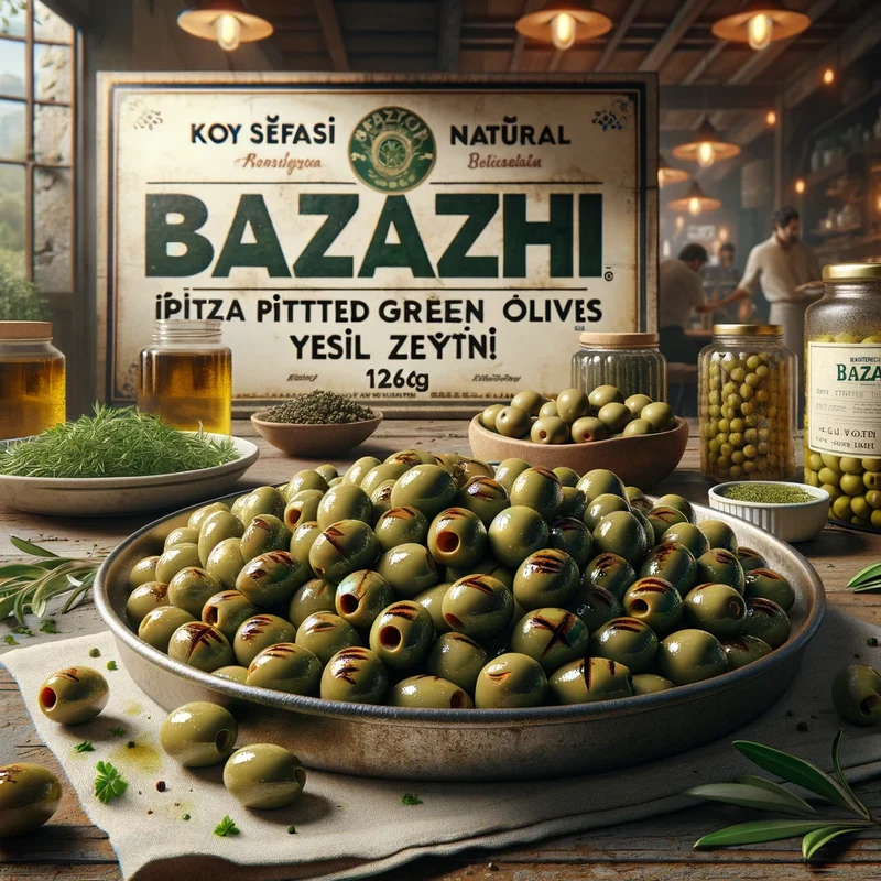 Koy Sefasi Natural Grilled Pitted Green Olives Pet (Izgara Yesil Zeytin), 1260g