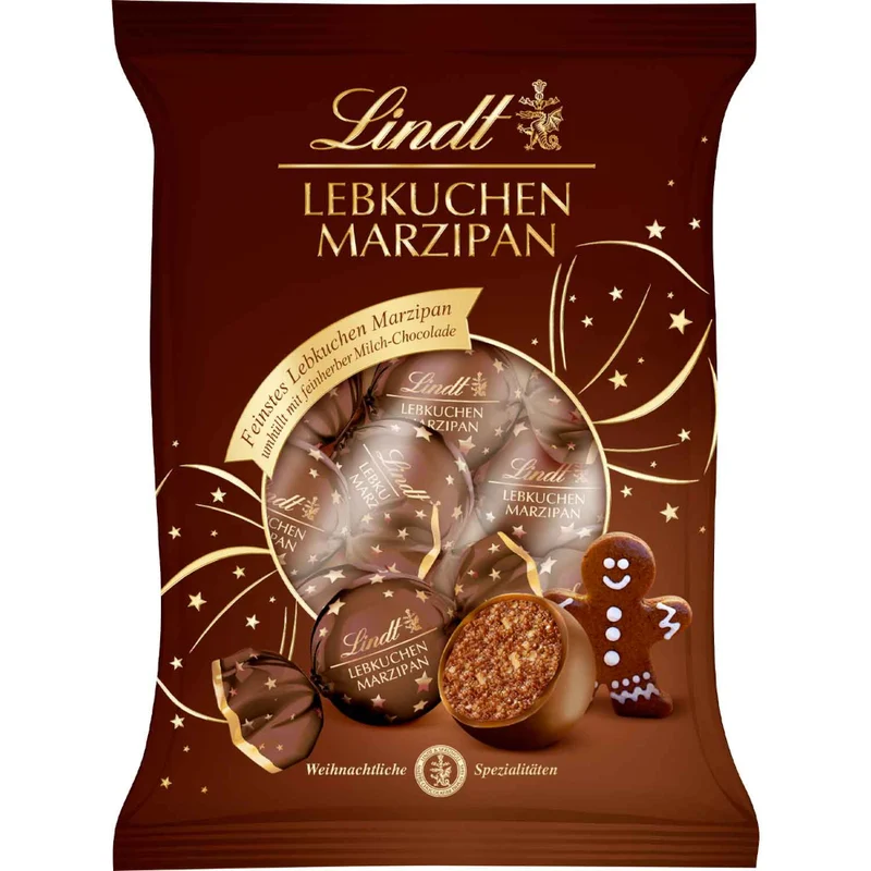 Lindt Lebkuchen Marzipan Kugeln Vollmilchschokolade 100g / 3.52oz